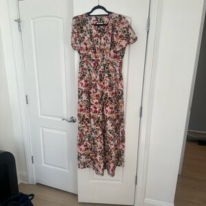 Maeve Floral Maxi Dress - Pink and Red